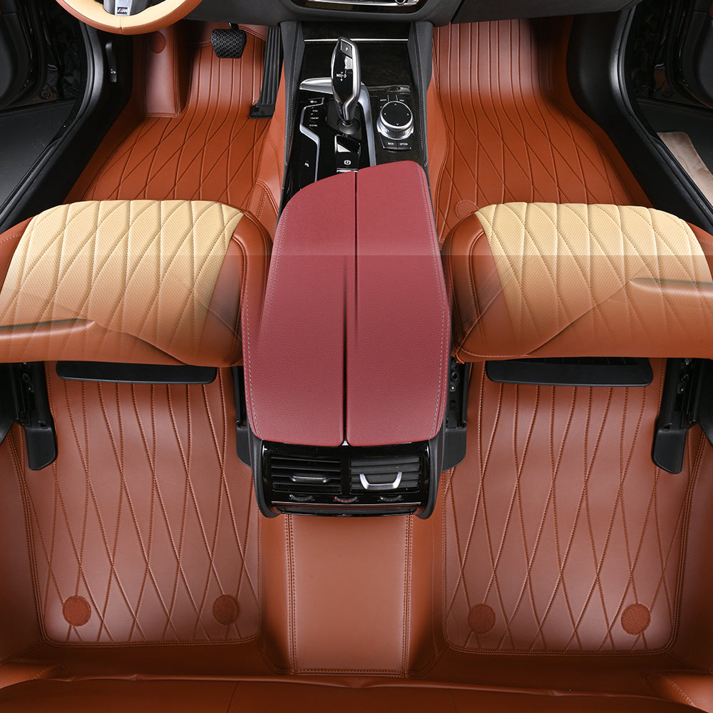 diamond stitching leather car floor mat for bmw