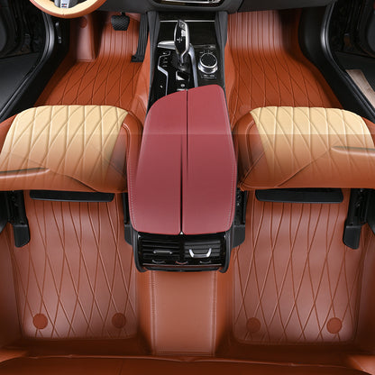 diamond stitching leather car floor mat for bmw