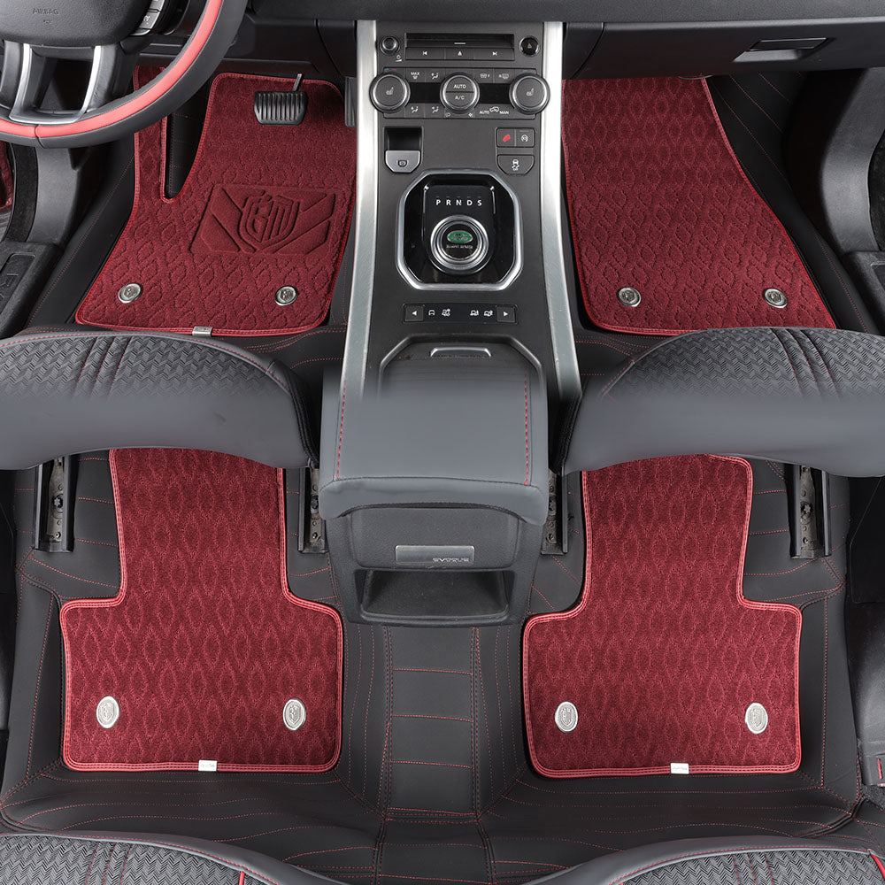 diamond stitching red fiber car floor mat for land rover