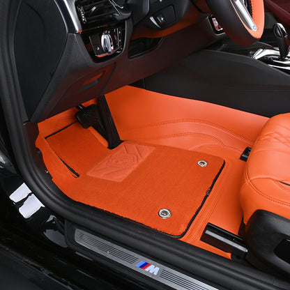 fiber and orange leather car floor mat car mat for bmw
