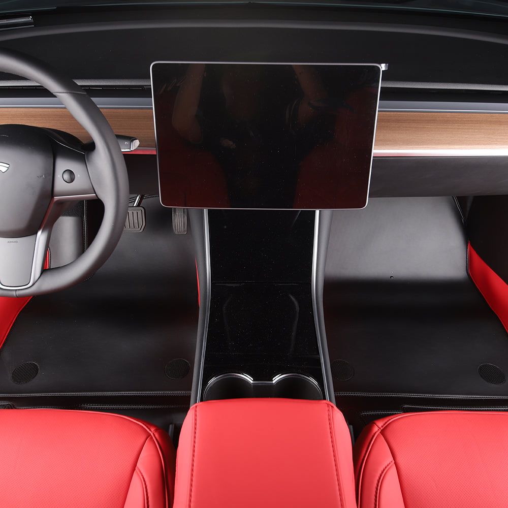 bottom layer soft leather car floor mat for tesla