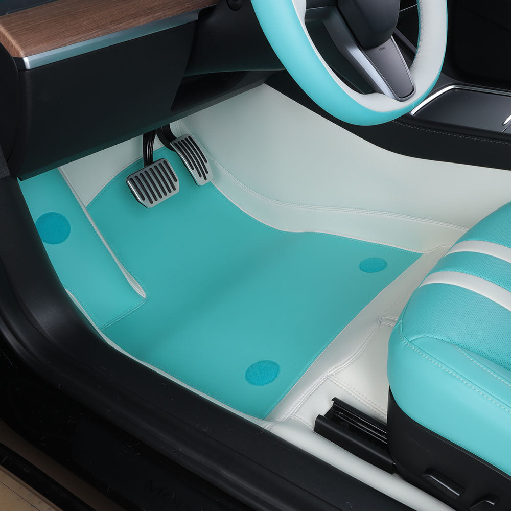 bottom layer leather car floor mat fotfor tesla