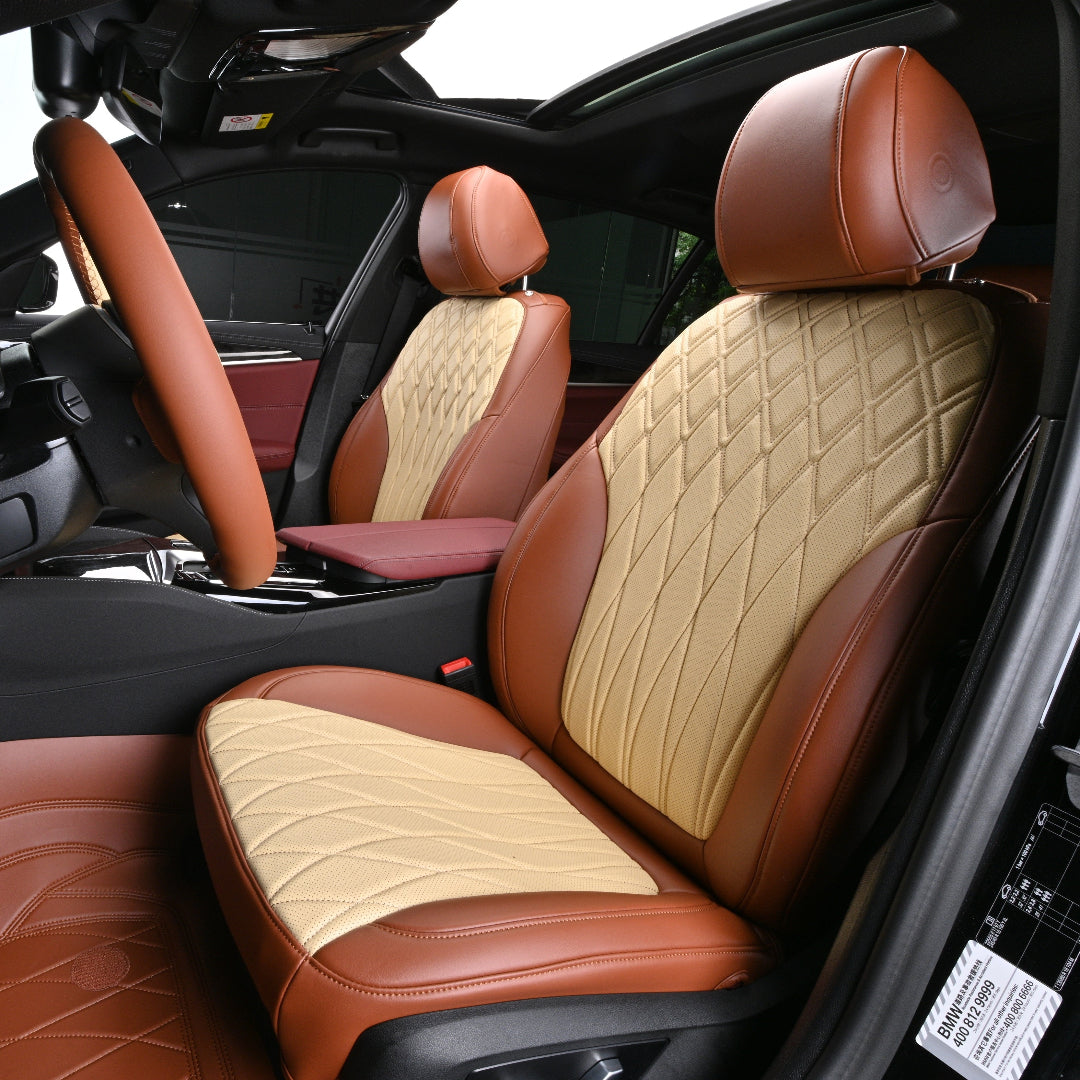 diamond stitching leather car seat cover for bmw