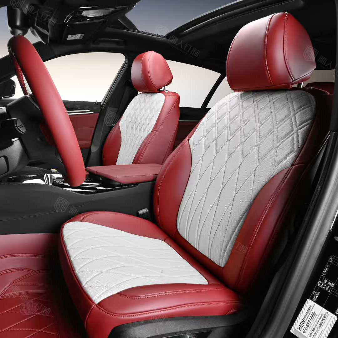 Diamond Pattern Embroidered Custom Fit Airbag Compatible Car Seat Covers For BMW