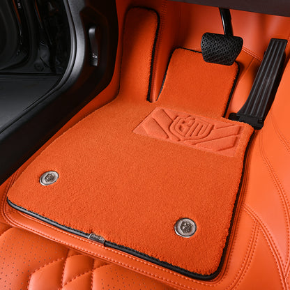 front driver hermès orange nappa leather car floor mat for bmw