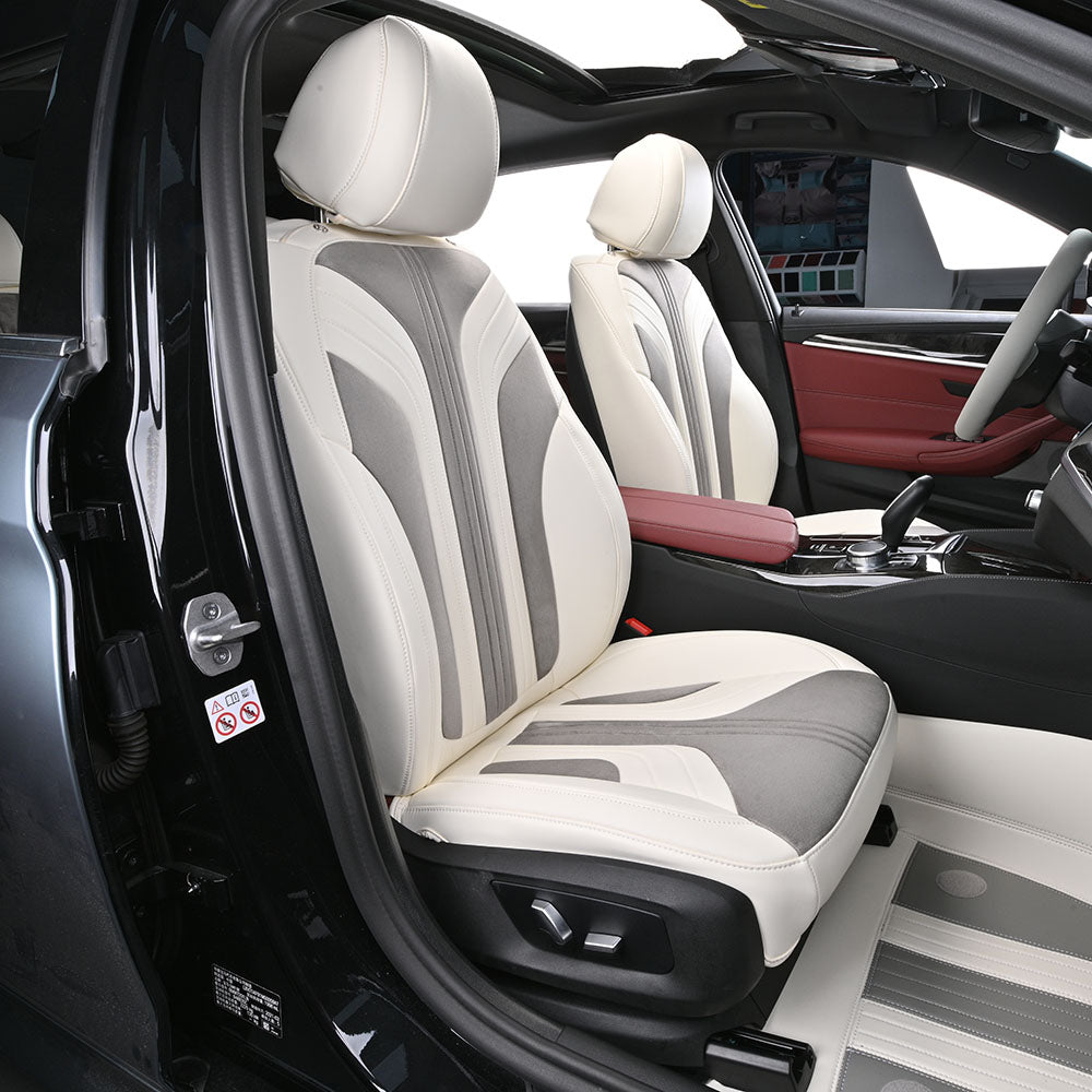 front seat cover with whit nappa leather for bmw