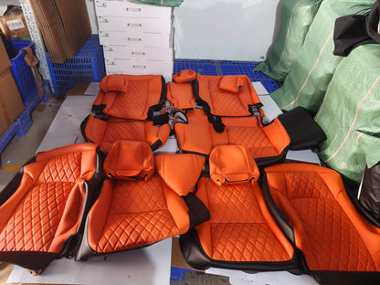 Custom Fit Seat Covers for Toyota Prado 2016 7-Seater – Nappa Leather Hermes Orange & Black