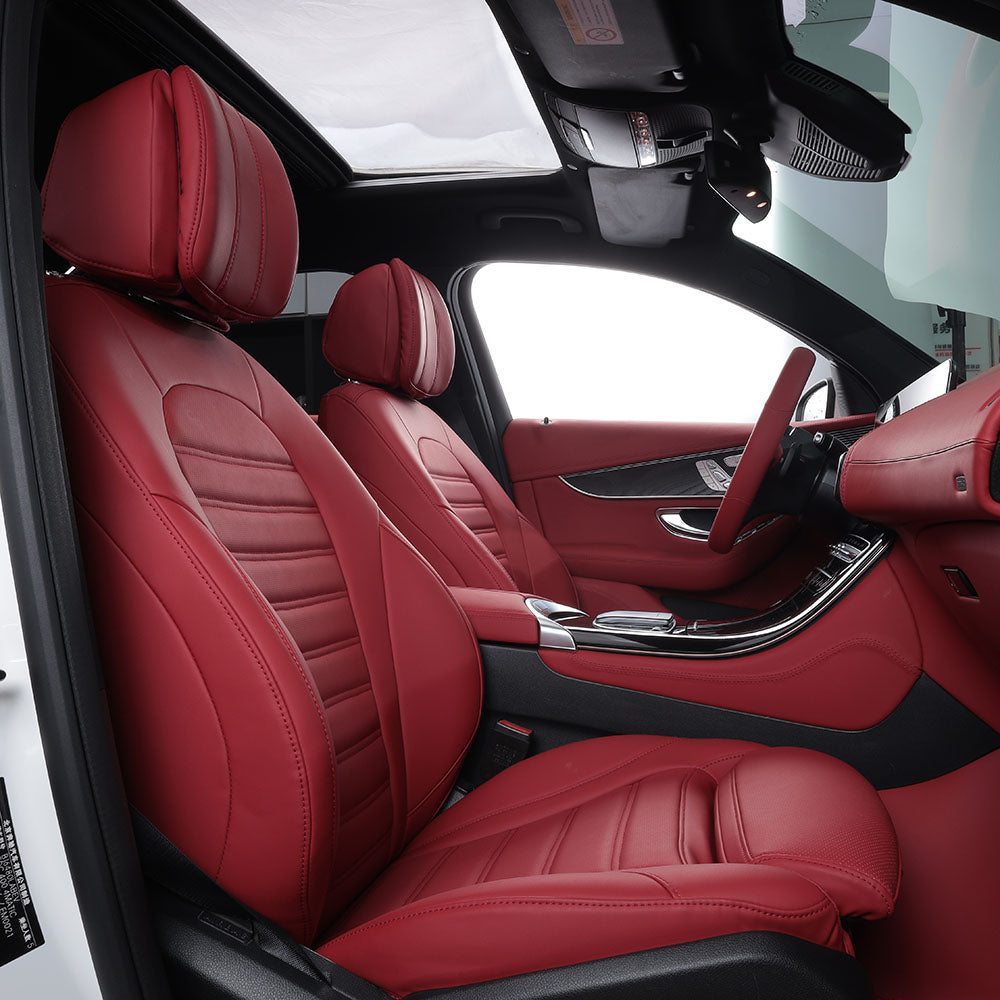 Red Nappa Leaher Custom OEM Car Seat Covers For Mercedes-Benz EQC