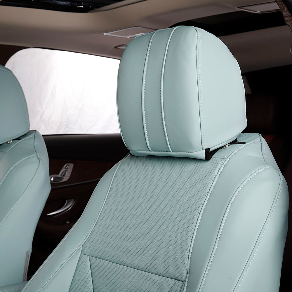 full coverage blue leather car seat cover for bmw