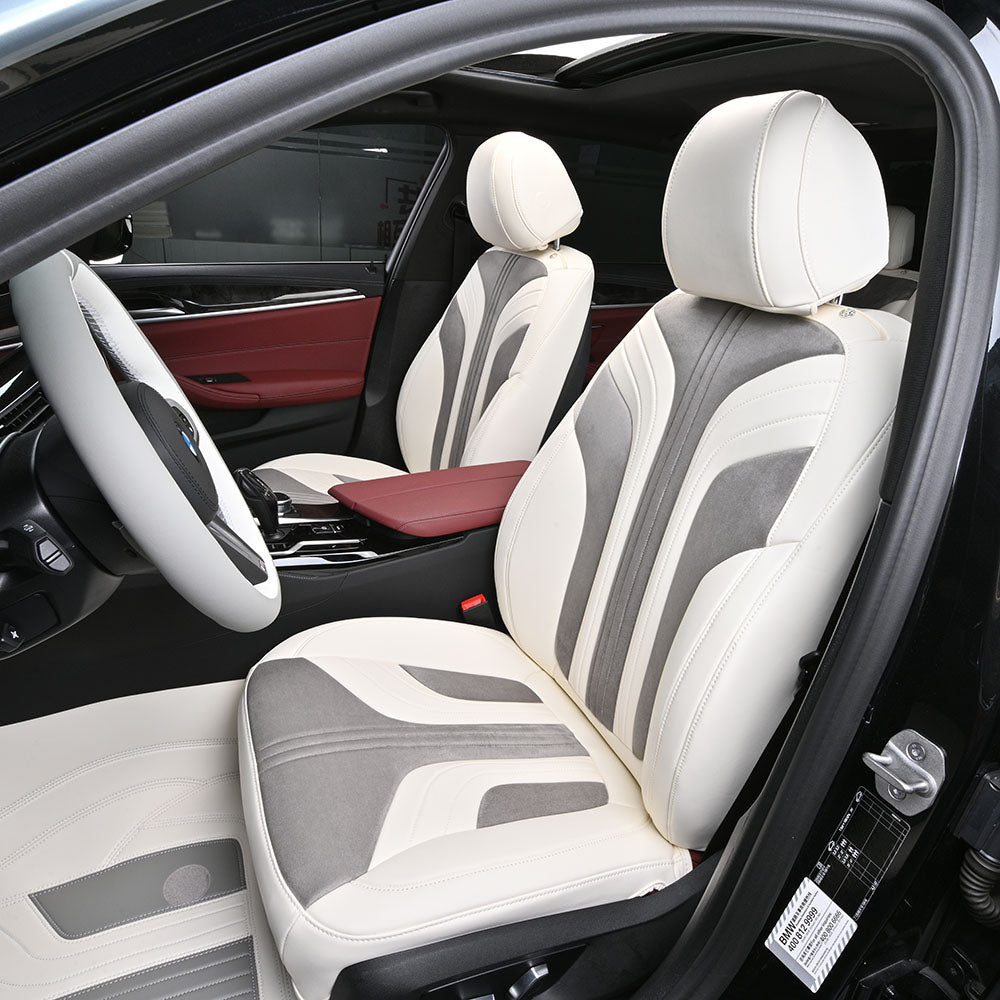 gary velvet suede and white nappa leather car seat cover for bmw