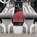 gray and white nappa leather with embroidery car floor mat for bmw