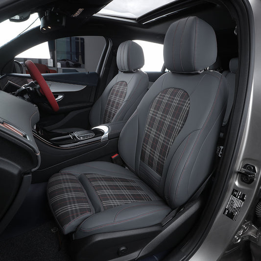 gray nappa leather and fabric seat cover for mercedes-benz