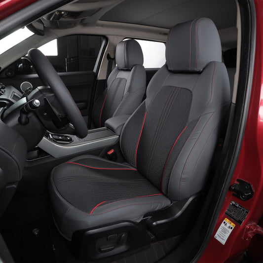 cloth and gray nappa leather with red piping seat cover for land rover