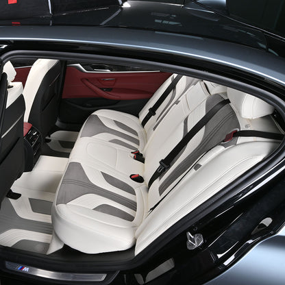 gray velvet suede fabric white nappa leather rear car seat cover for bmw