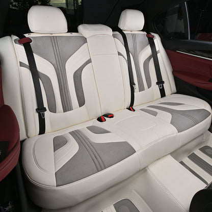 gray velvet suede white nappa leather rear car seat cover for bmw