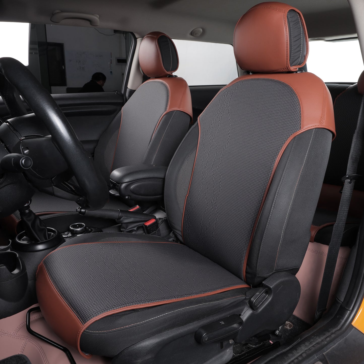 houndstooth fabric half coverage car seat cover for bmw