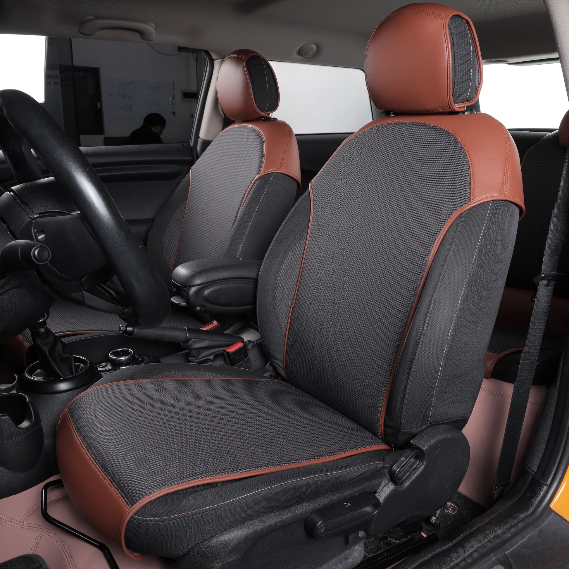 houndstooth fabric half coverage car seat cover for bmw