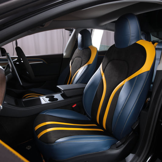leather and velvet suede fabric car seat cover for tesla