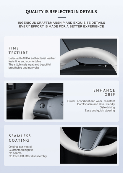 leather hand-stitched steering wheel cover