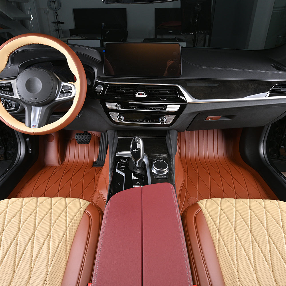 leather with embroidery front car floor mat for bmw