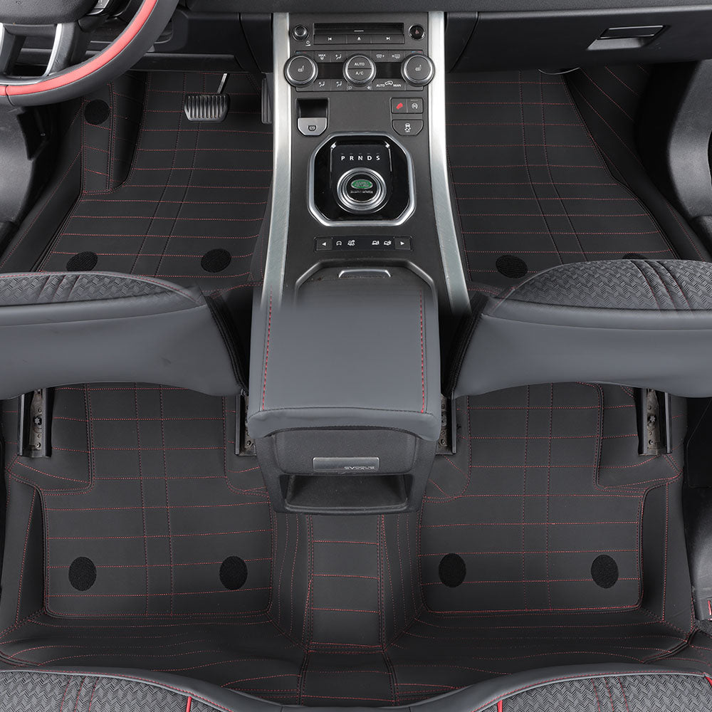 black nappa leather with red stitching car floor mat for land rover