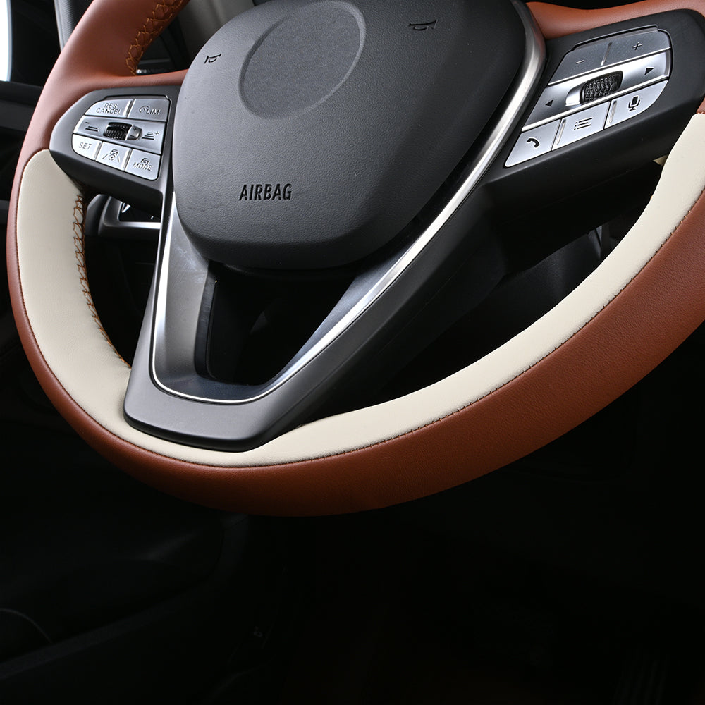 nappa leather custom hand-stitched steering wheel cover