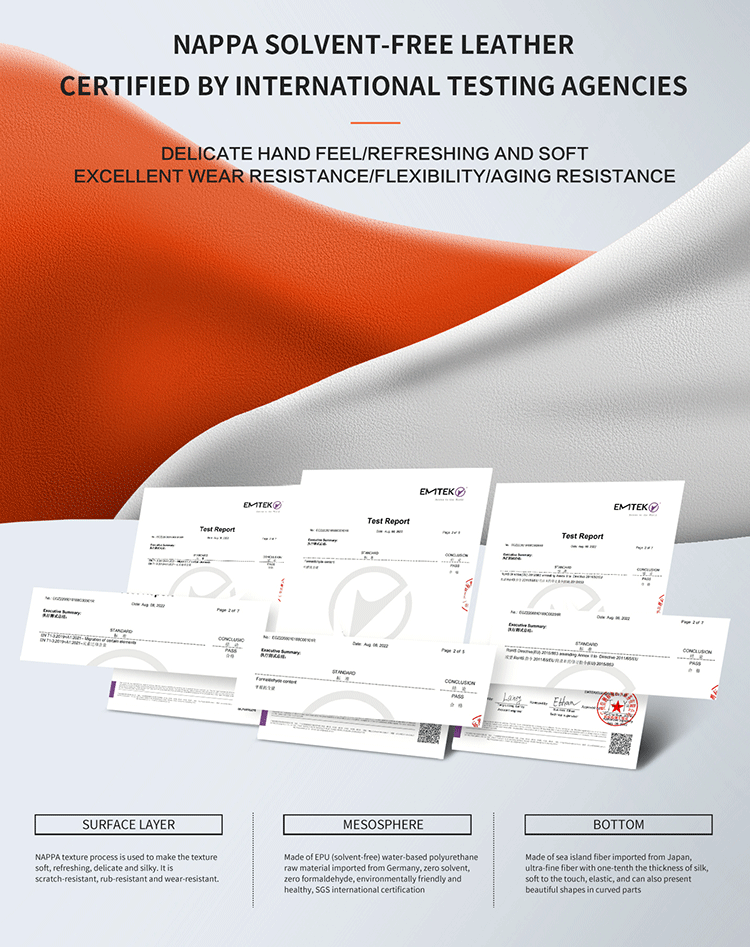 nappa solvent free leather seat cover