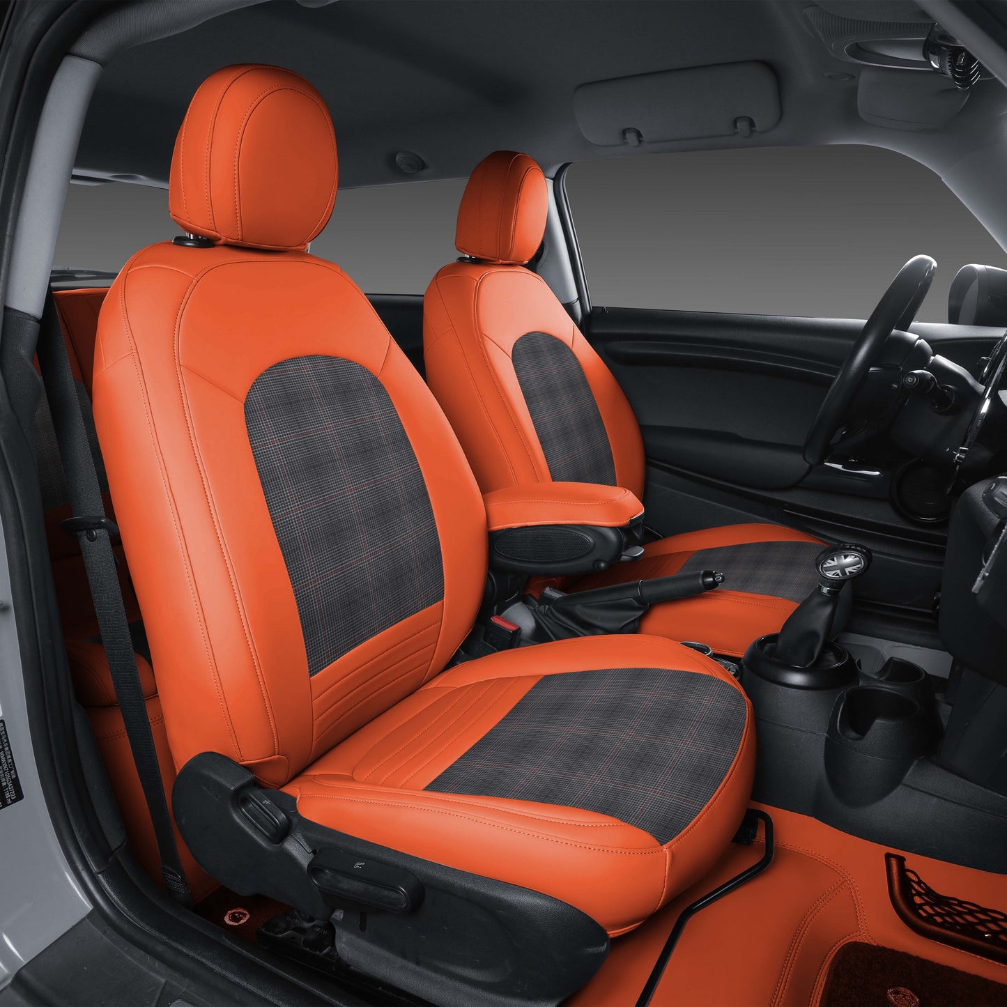 orange leather and fabric custom car seat cover for bmw
