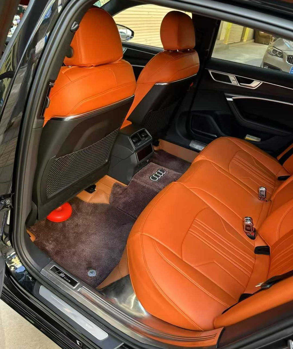 orange leather back car seat cover for audi a6l