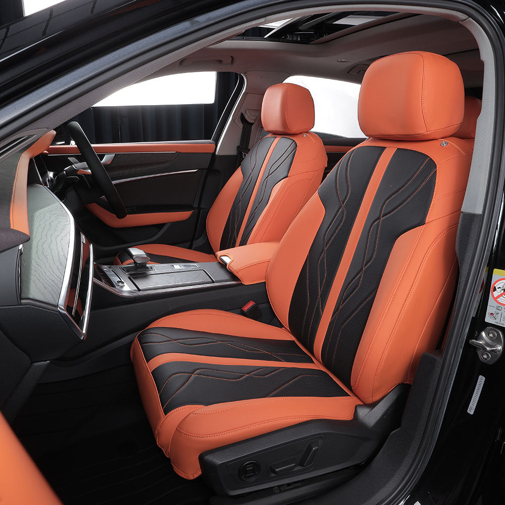 orange leather embroidery car seat cover for Audi A8L