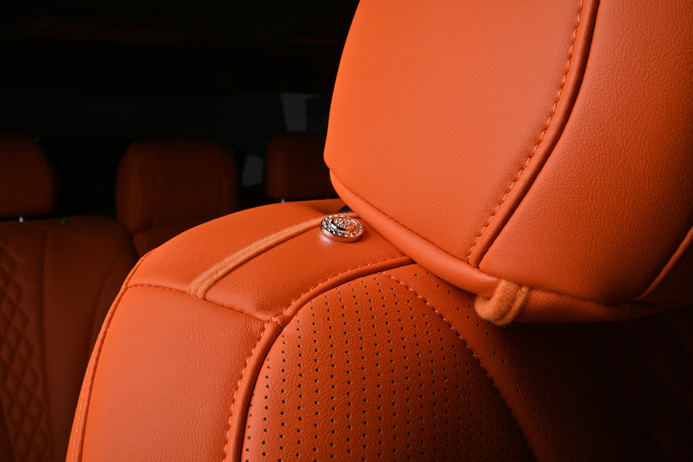 perforated ventilation orange leather front car seat cover for bmw