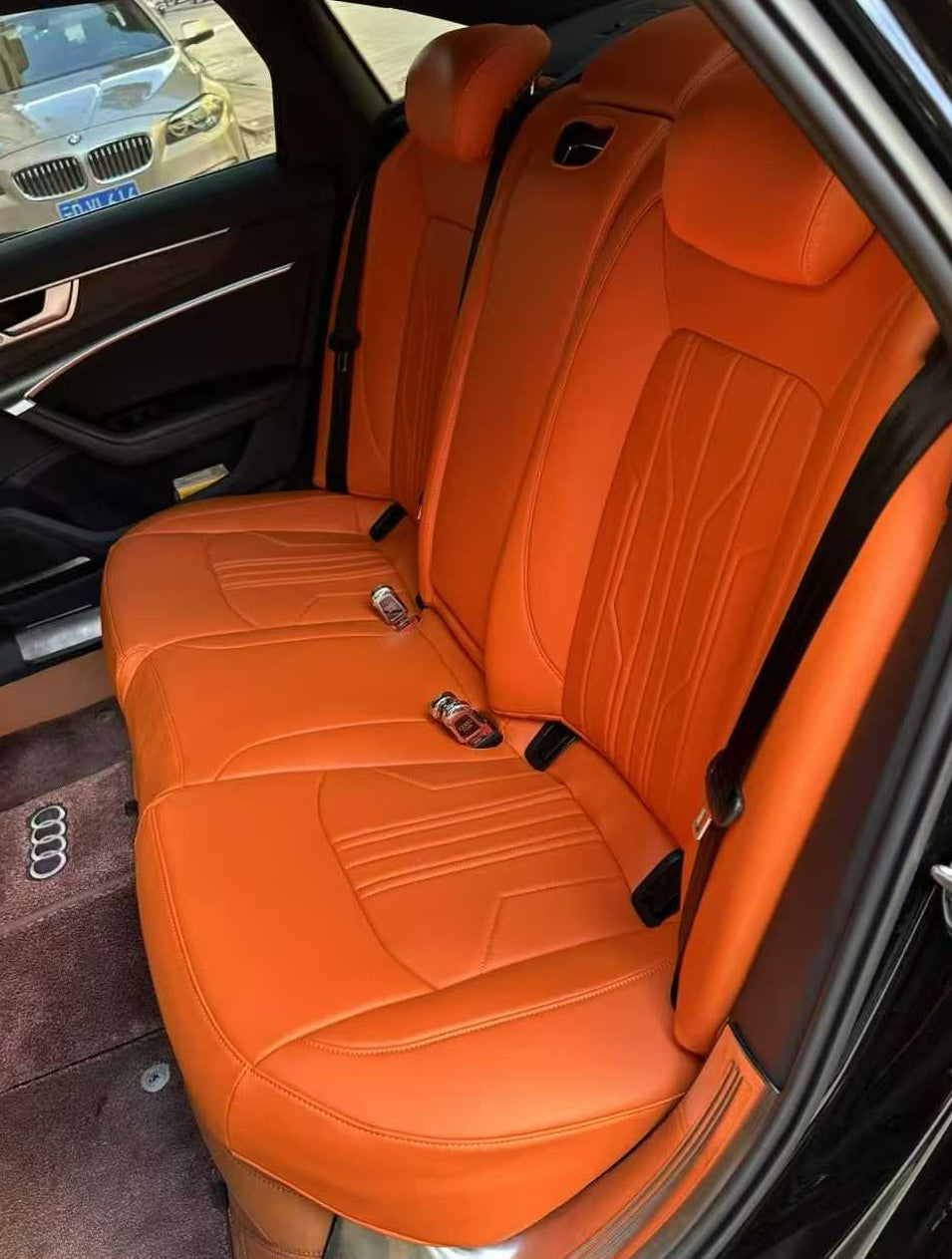 orange leather rear car seat cover for audi a6l