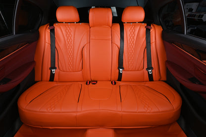 orange leather rear seat cover