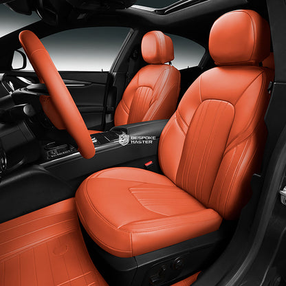orange nappa leather car seat cover for maserati