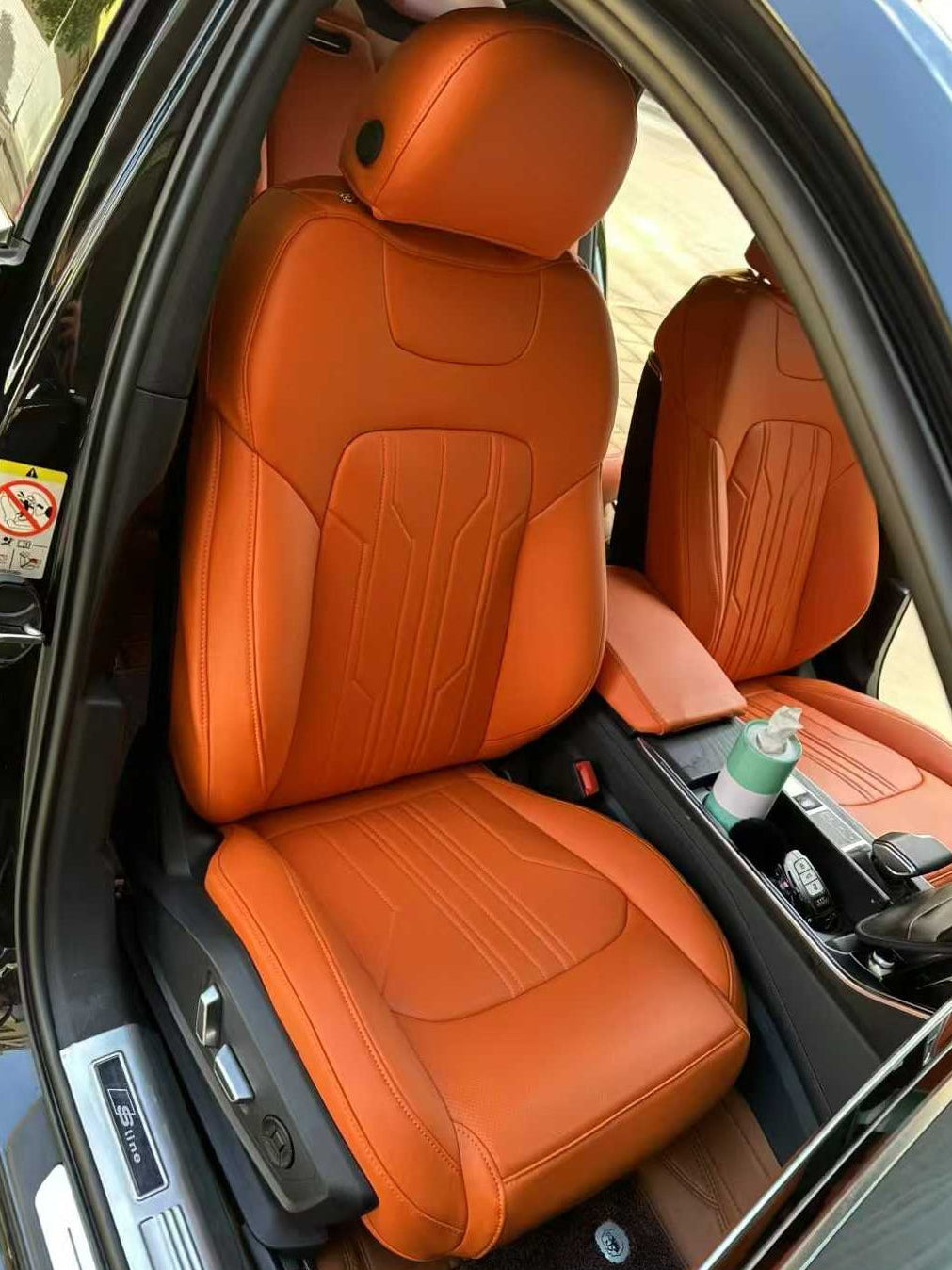 Orange Leather Seat Covers Luxury Nappa Leather Custom Car Seat Covers for Audi A6L