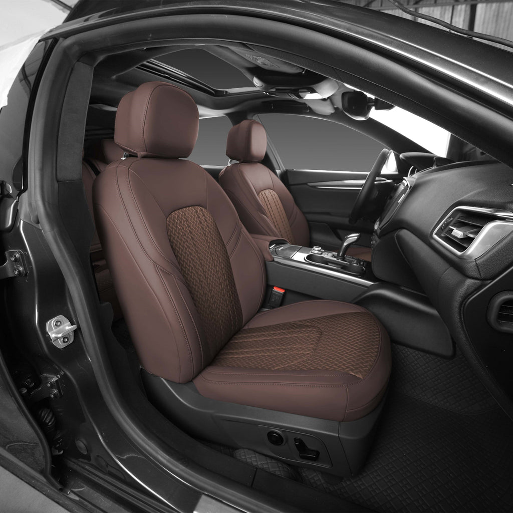 original pattern custom brown leather car seat cover