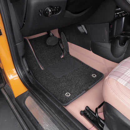 pink leather and black nylon carpet double custom driver car floor mat for bmw