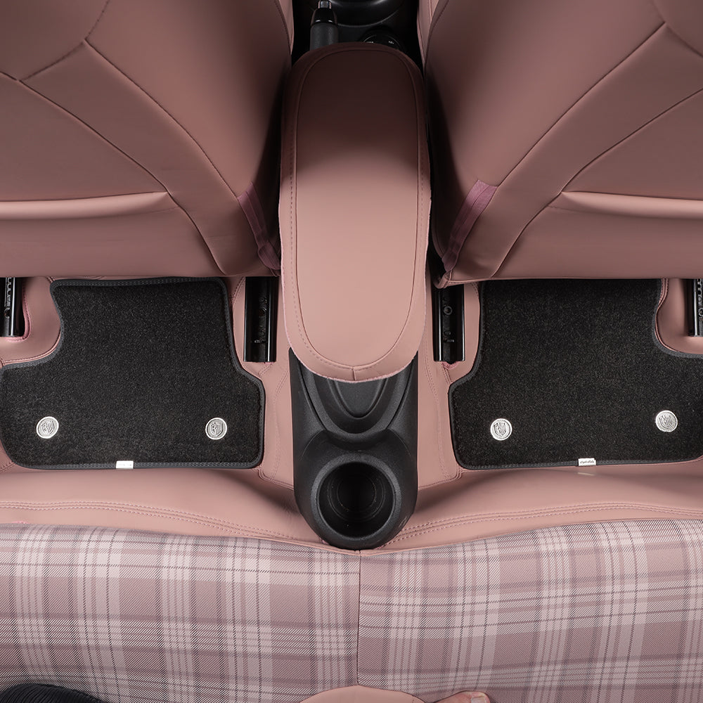 pink leather and black nylon carpet double rear car floor mat for bmw