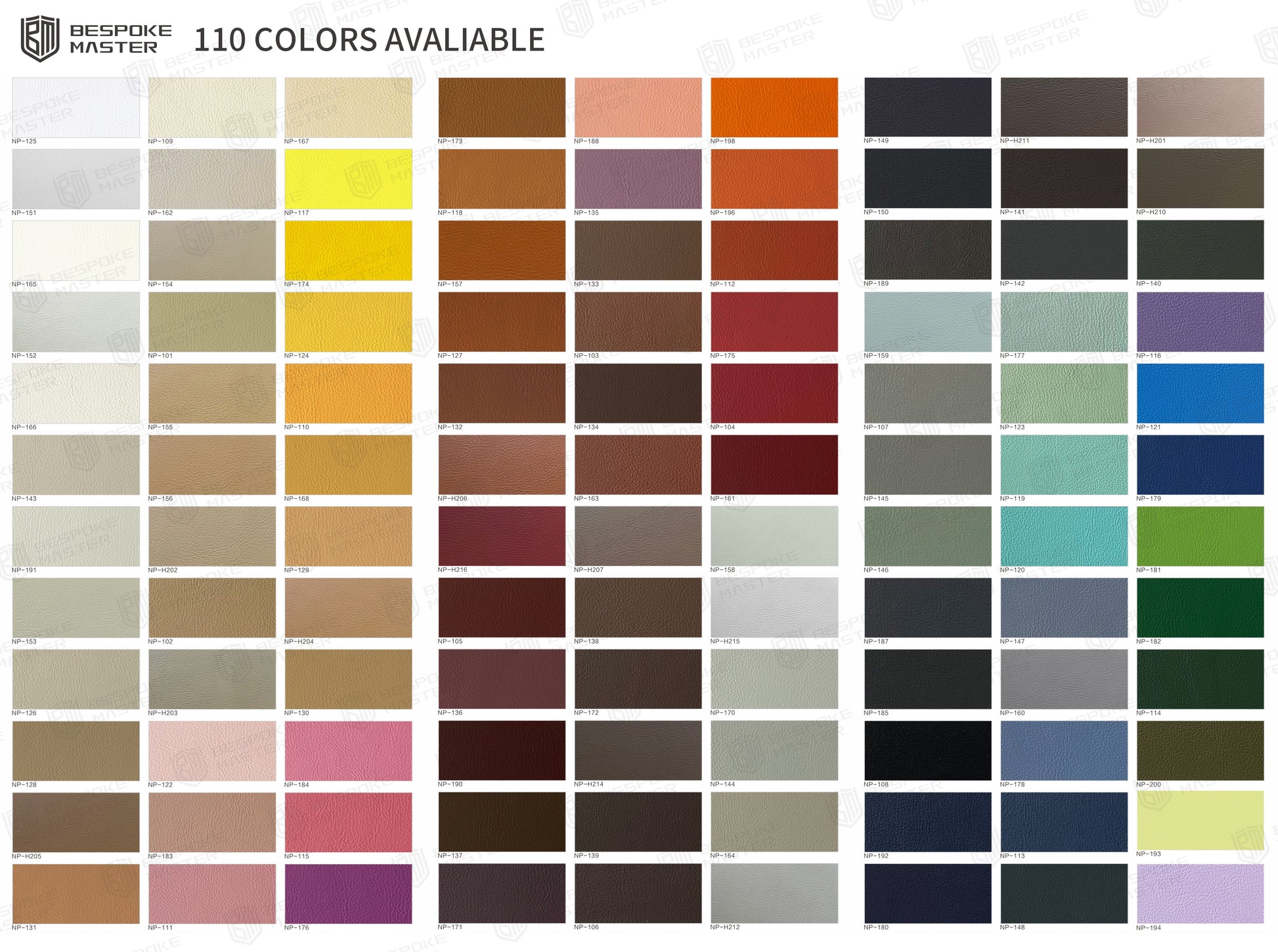 premium nappa leather 110 colors