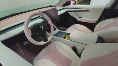 pink and white car seat cover for audi q3
