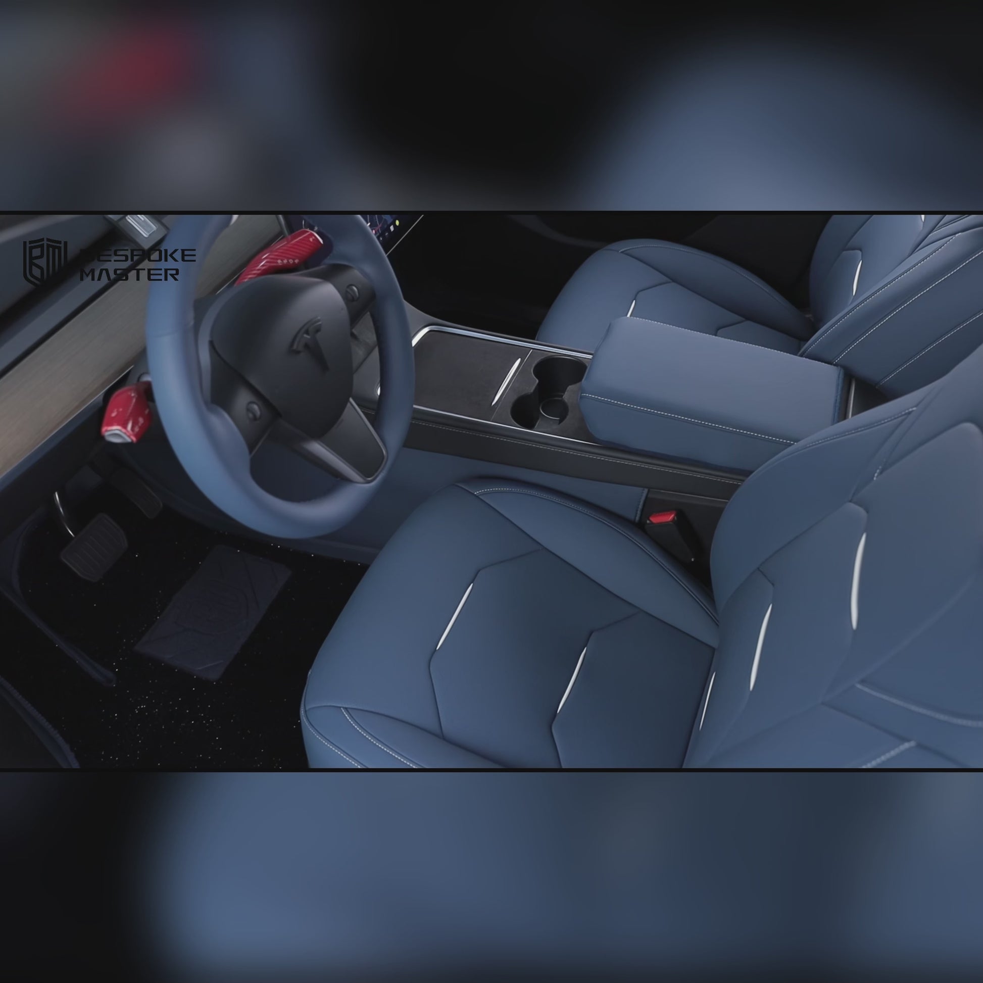 white piping car seat cover for tesla