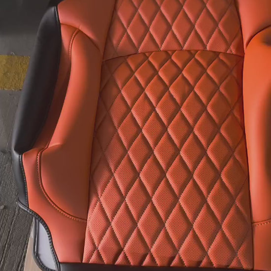 orange nappa leather with diamond stitching for toyota prado