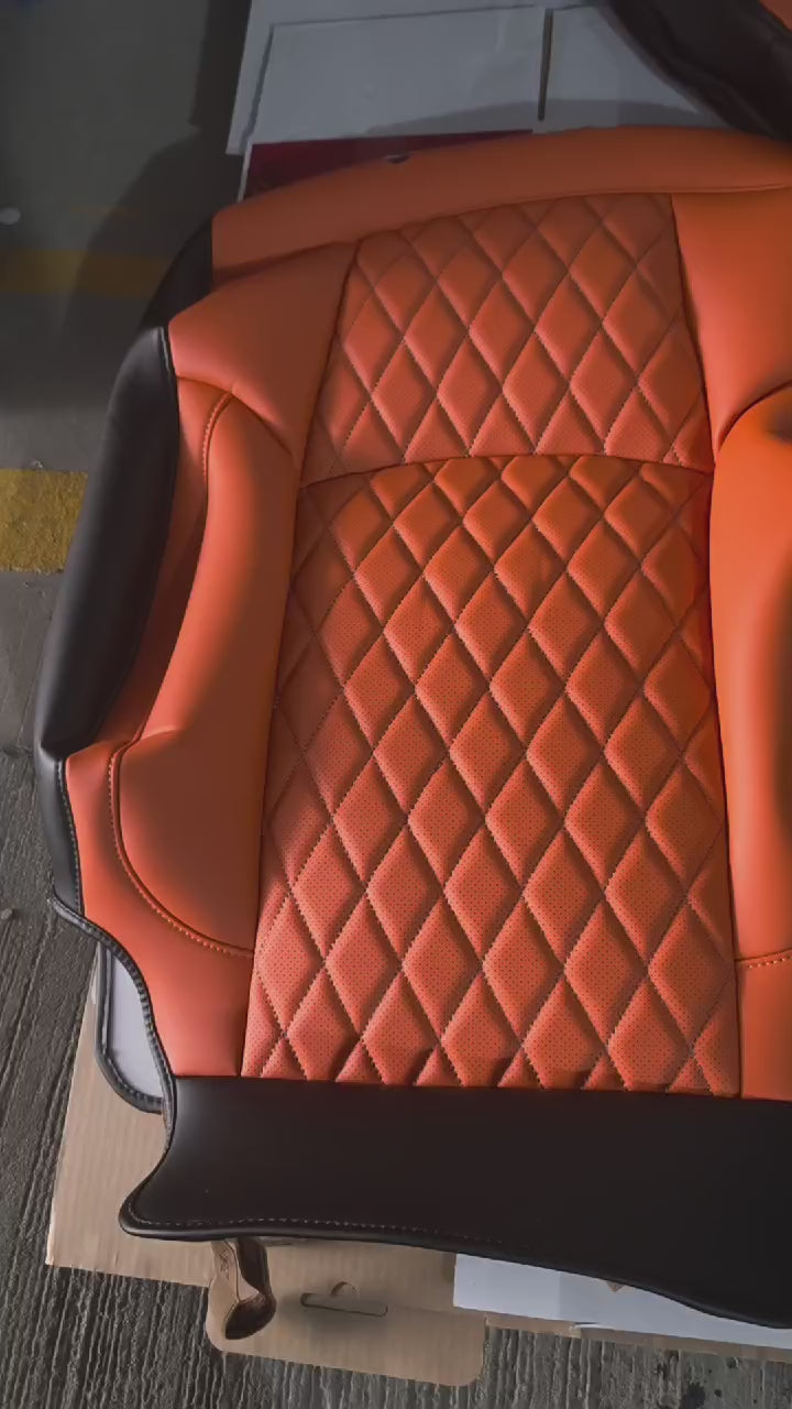 orange nappa leather with diamond stitching for toyota prado