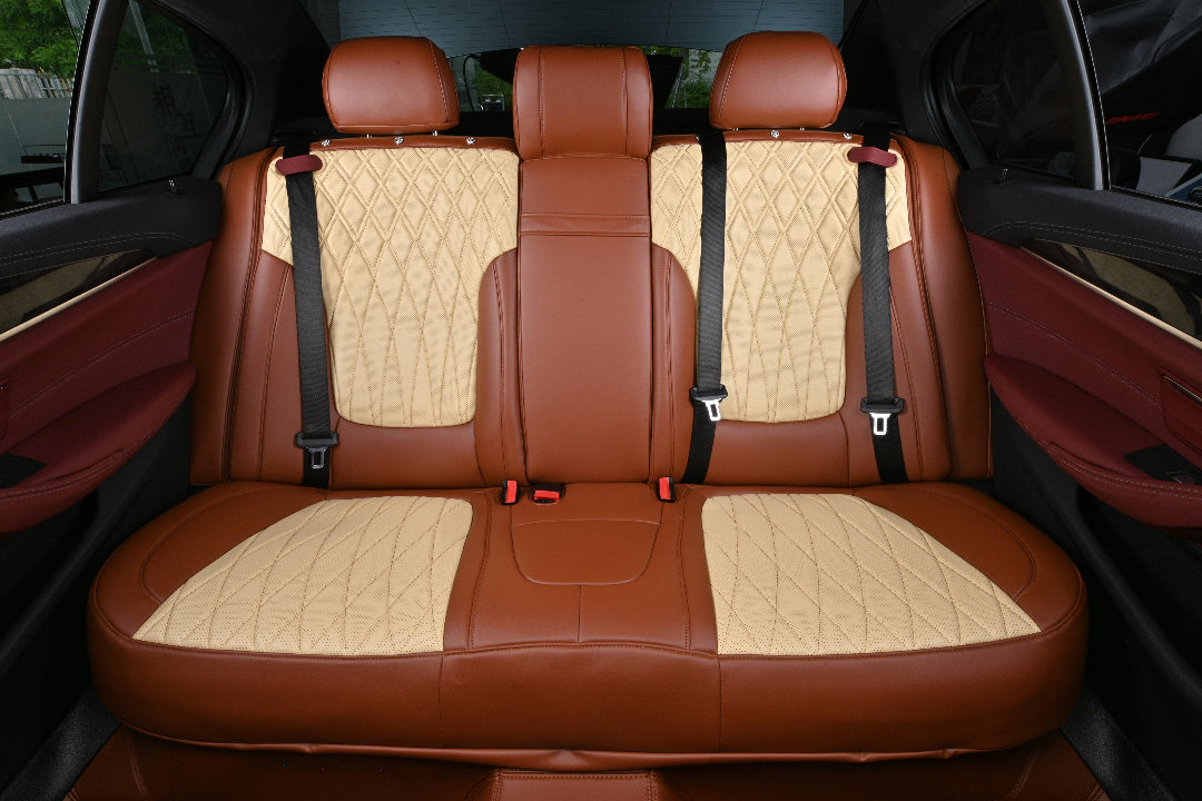 diamond stitching leather rear car seat cover for bmw