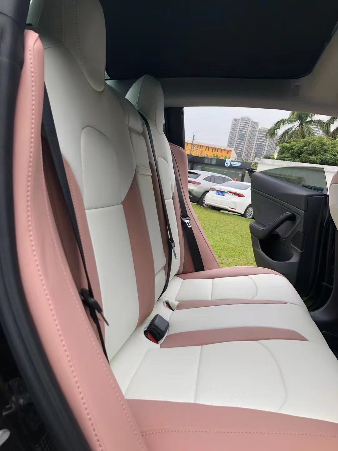 rear side perforated ventilation car seat cover for tesla