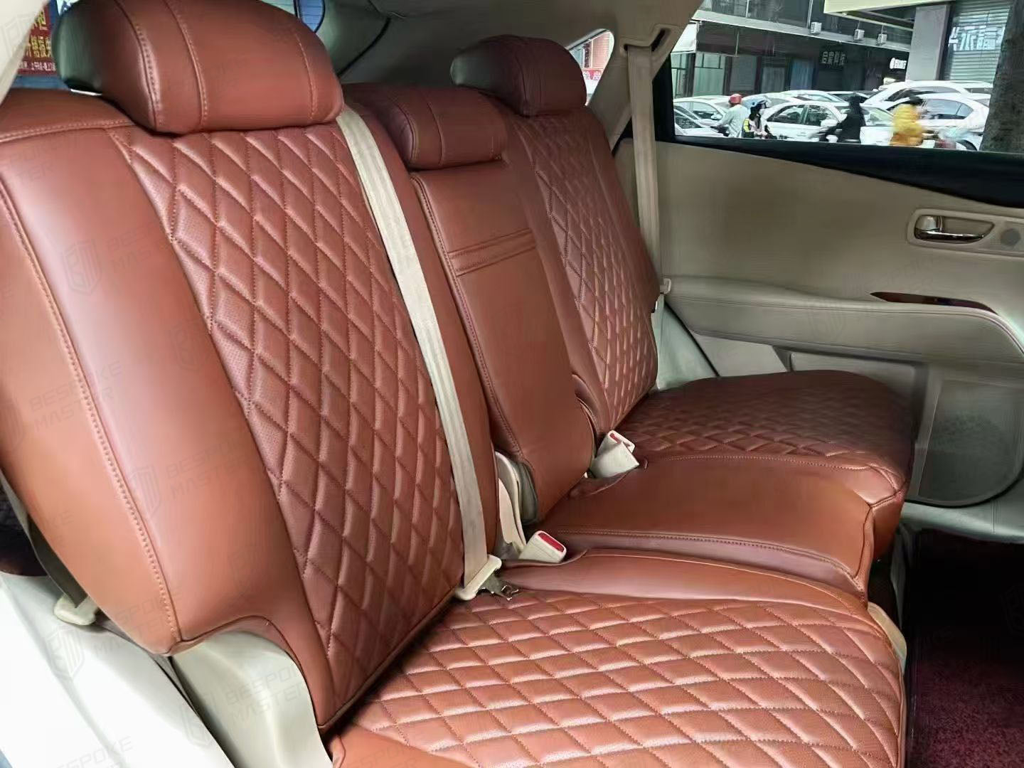 Saddle Brown Nappa Leather with Diamond Stiching Custom Car Seat Covers For Lexus RX450