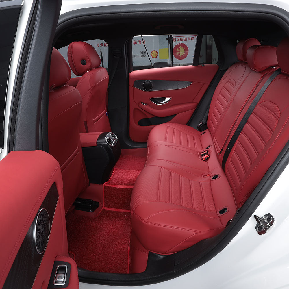 Red Nappa Leaher Custom OEM Car Seat Covers For Mercedes-Benz EQC