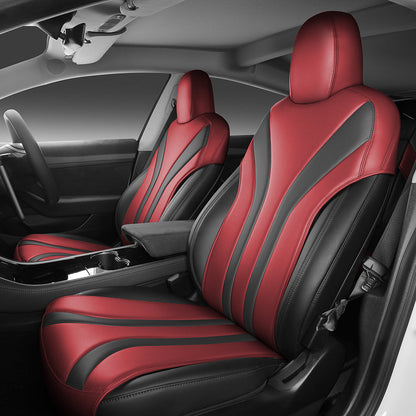 red and black leather half coverage car seat cover