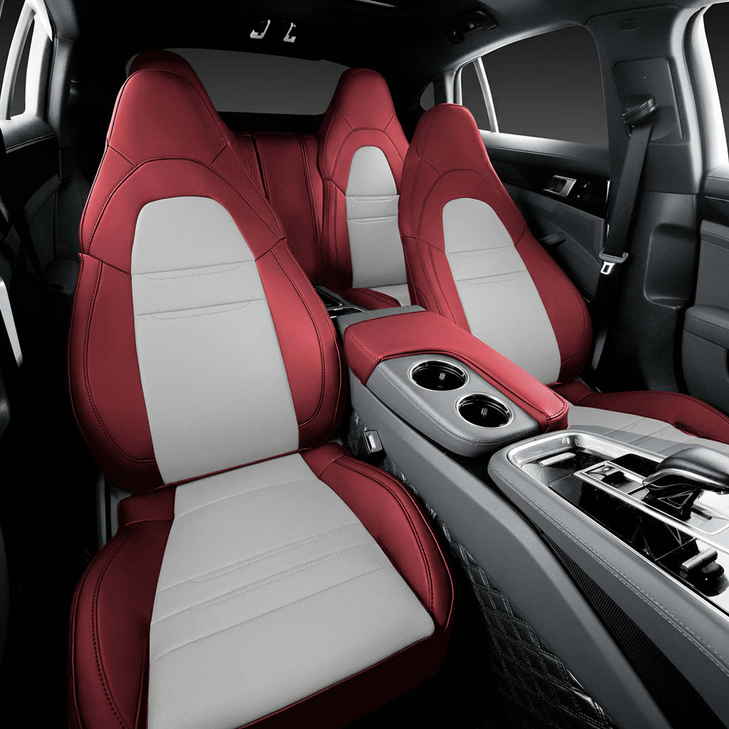 red and white nappa leather car seat cover for porsche panamera