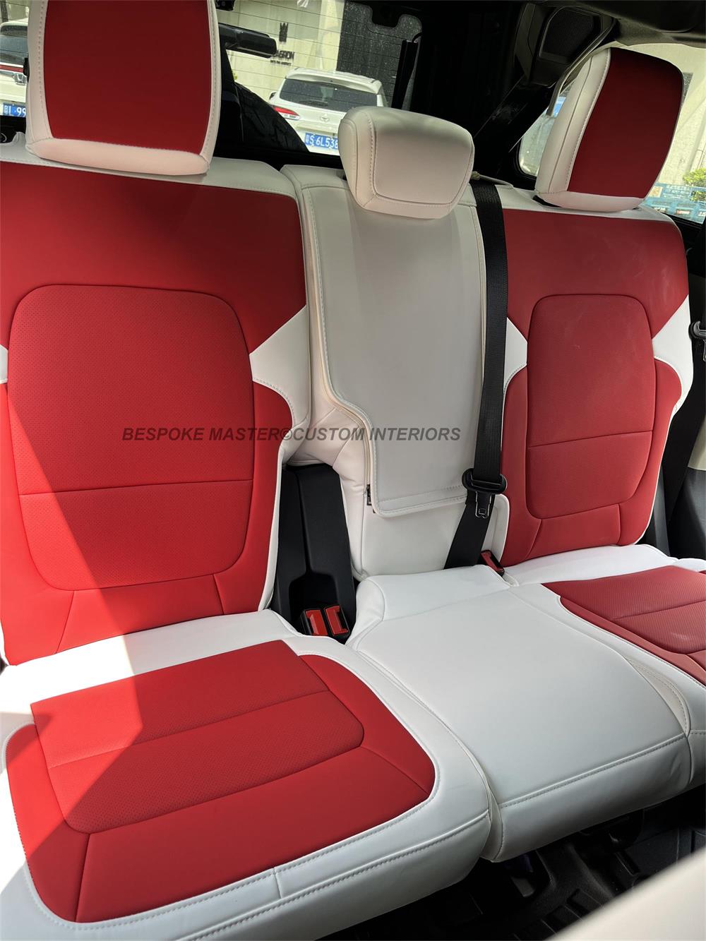 red and white leather car seat cover for ford bronco